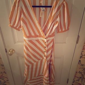 Yellow and white striped dress